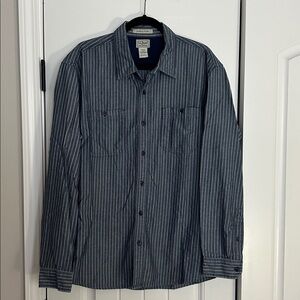 L L Bean Striped Heavy Chambray Shirt Size XLarge 100% Cotton India NWOTS